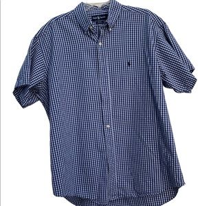 Ralph Lauren Blue & White Check Short Sleeve Shirt Size XL